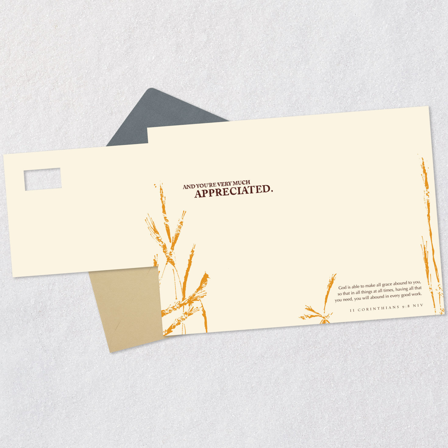 Wheat Religious Clergy Appreciation Card Open card with envelope image number 5