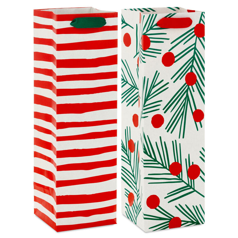 Peppermint and Pine Christmas Wine Gift Bags Front image number 1