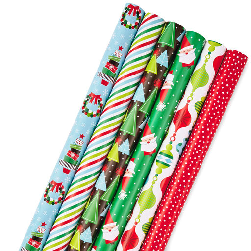 Festive Collection 6-Pack Christmas Wrapping Paper, 180 sq. ft., 