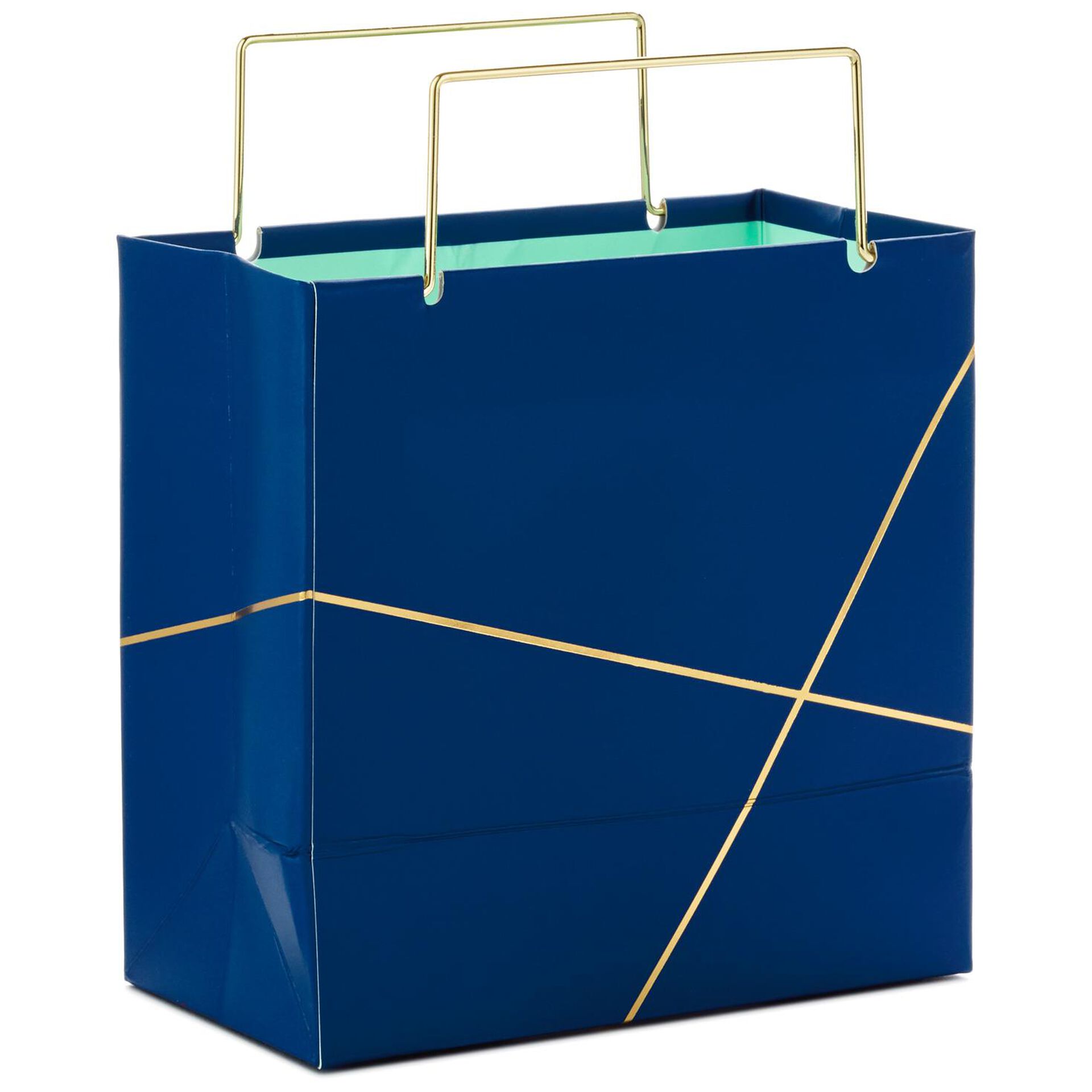 Navy With Gold Small Square Gift Bag, 5.5" Gift Bags Hallmark