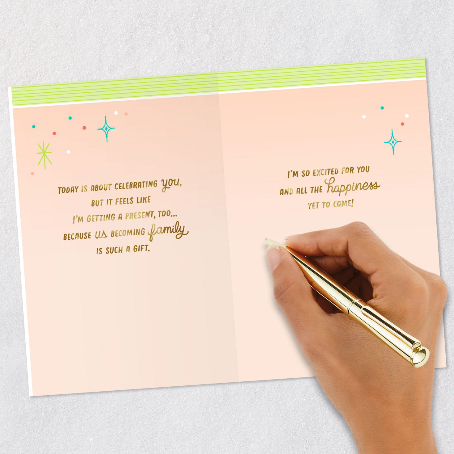 Gold Lettering and Stars Daughter-in-Law Bridal Shower Card  image number 7