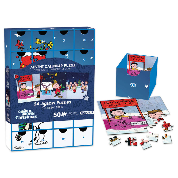 Aquarius Peanuts Christmas Advent Calendar of 24 Jigsaw Puzzles