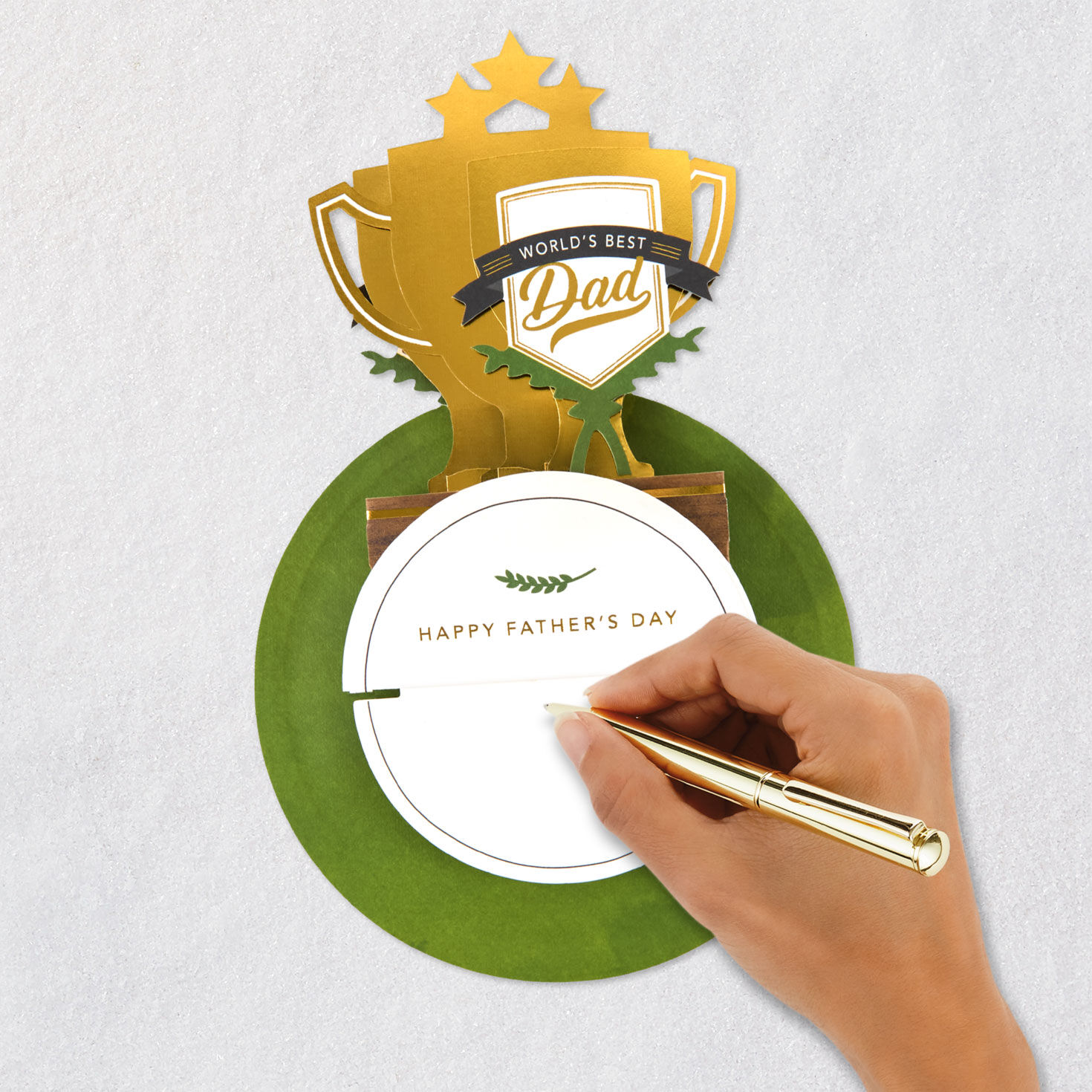 World's Best Dad Trophy Pop-Up Father's Day Card With Music Card Front Detail image number 6