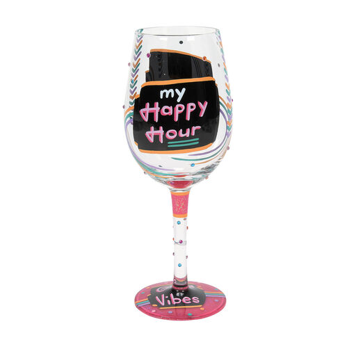 Lolita Happy Hour Handpainted Wine Glass, 15 oz., 