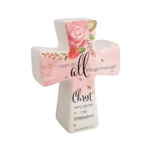 All Things Through Christ Porcelain Prayer Cross, 