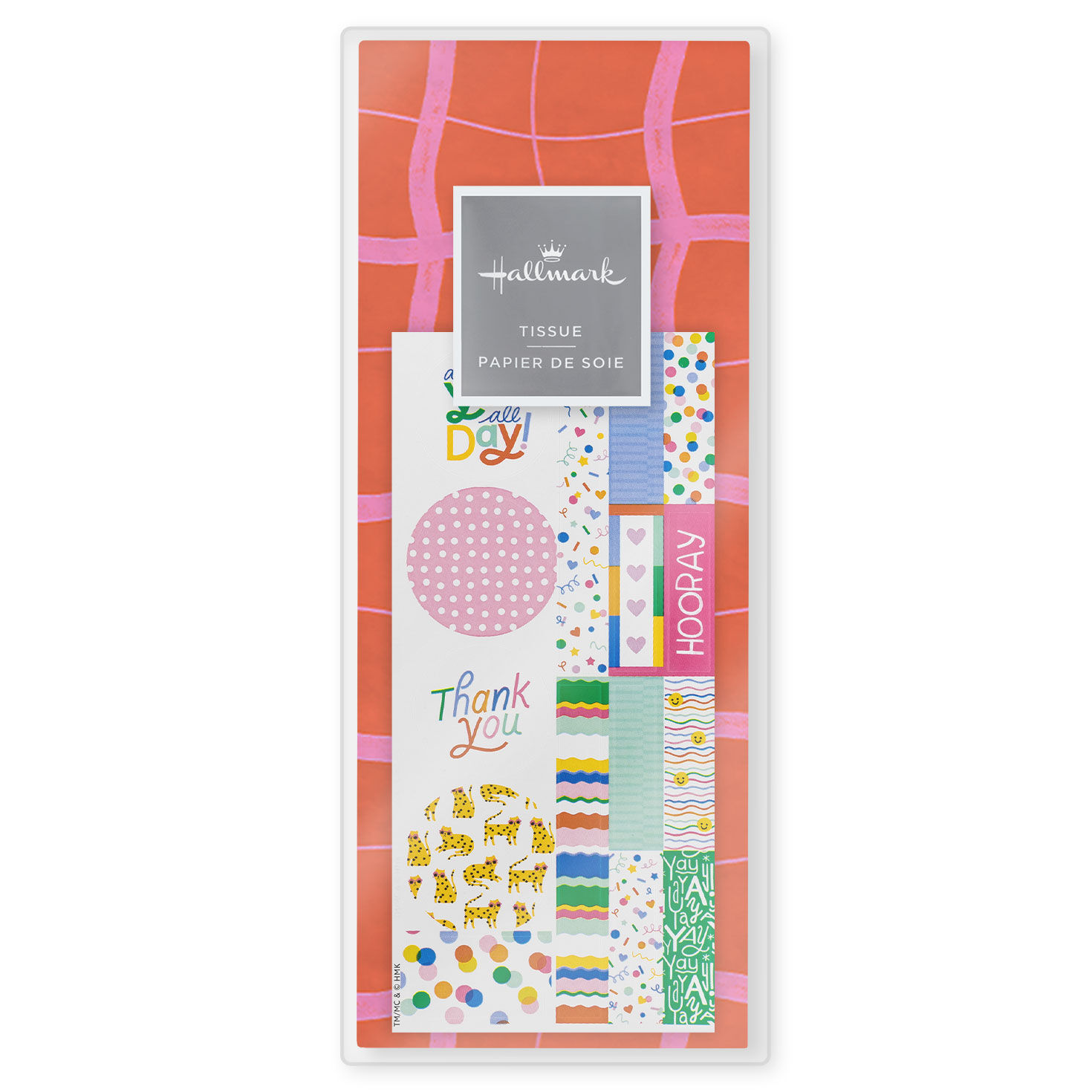 Pink and Red Plaid Tissue Paper With Stickers package front image number 6