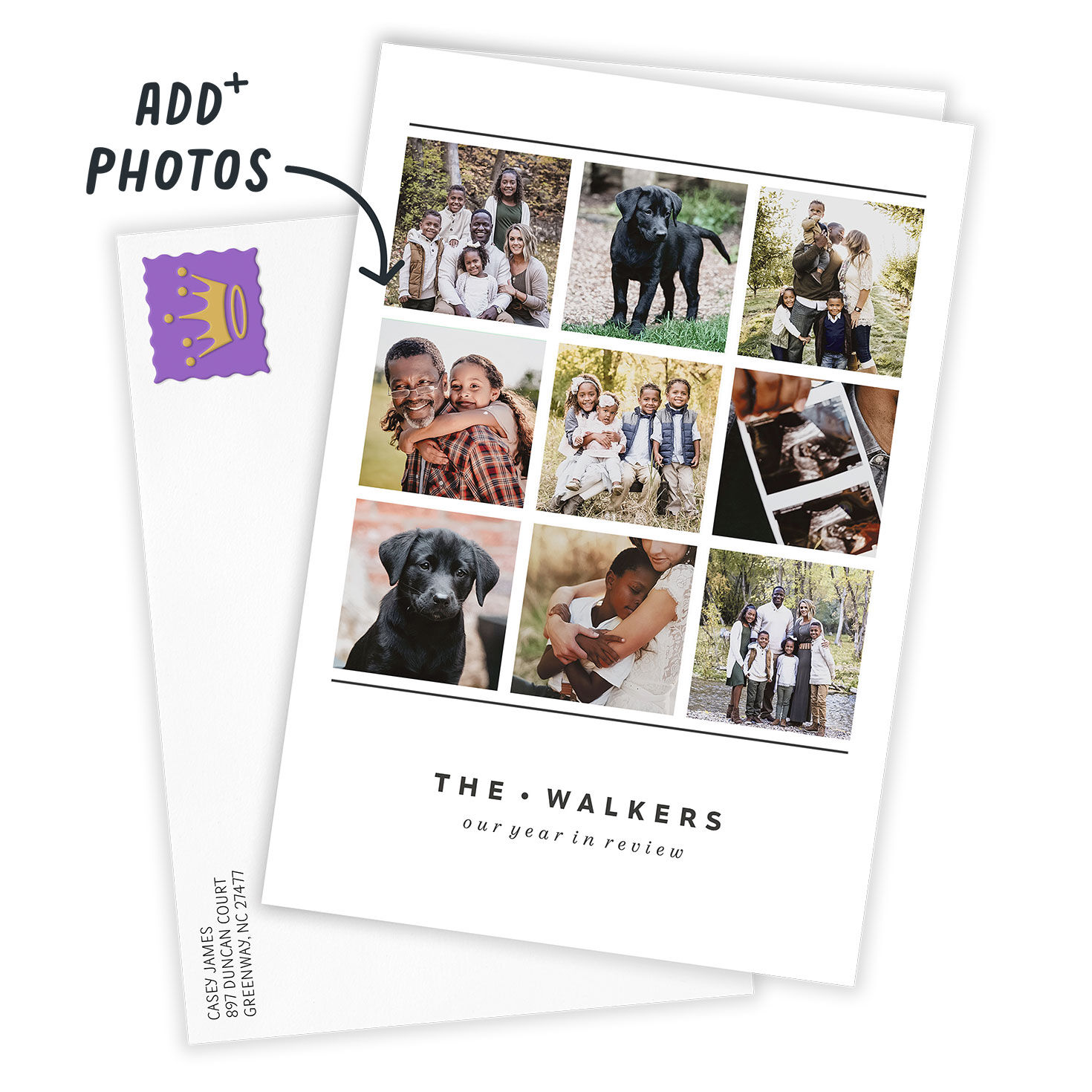 Personalized Lines on White Photo Collage Photo Card, , large image number 2