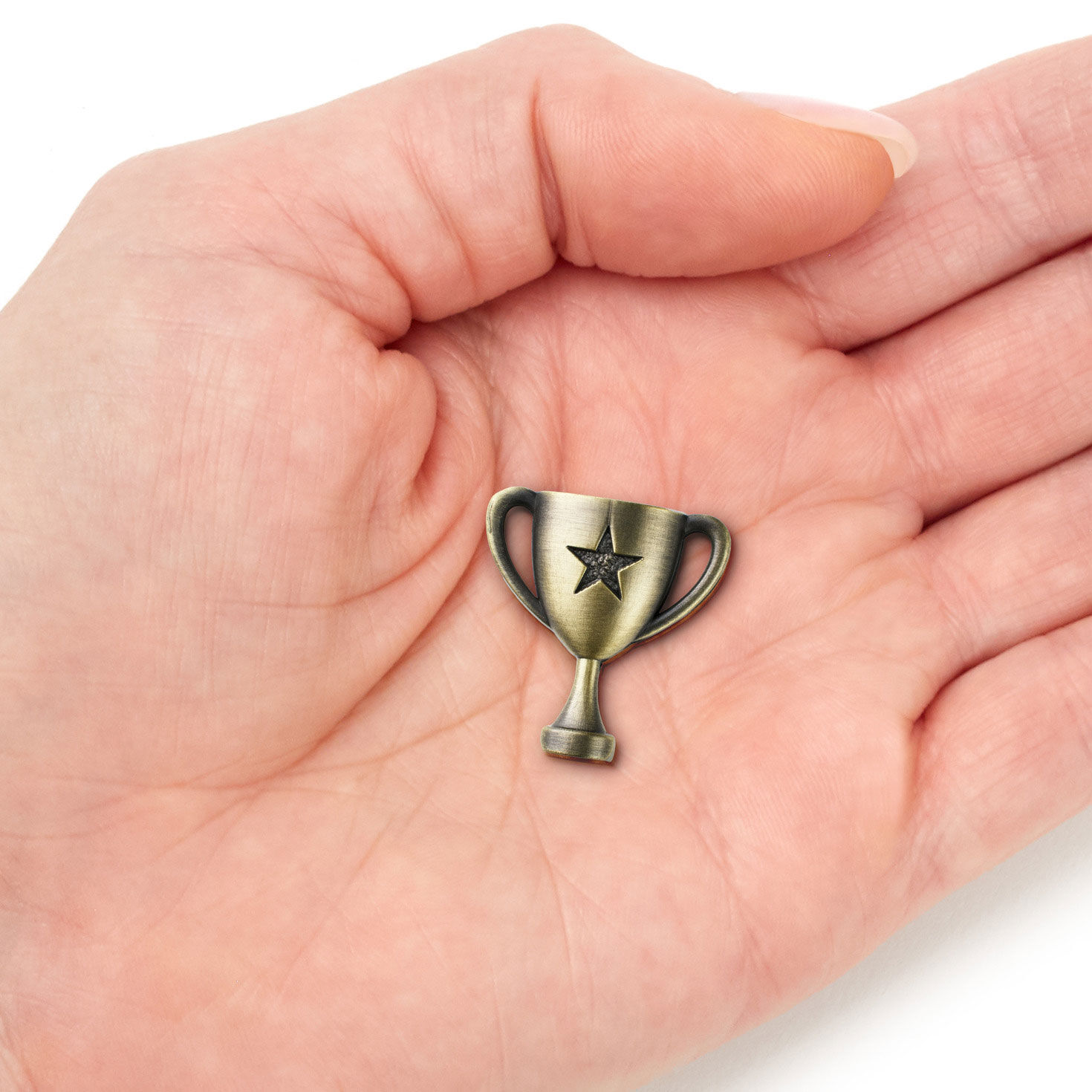 Way to Go Trophy Antiqued Metal Pocket Token item on hand image number 4