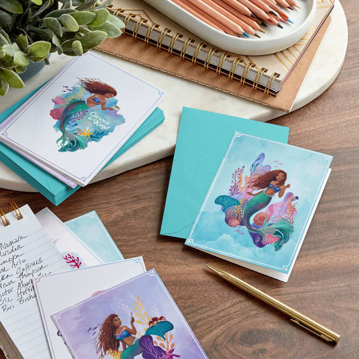 Disney The Little Mermaid Ariel Watercolor Scenes Assorted Note Cards, Pack of 12, , large image number 5