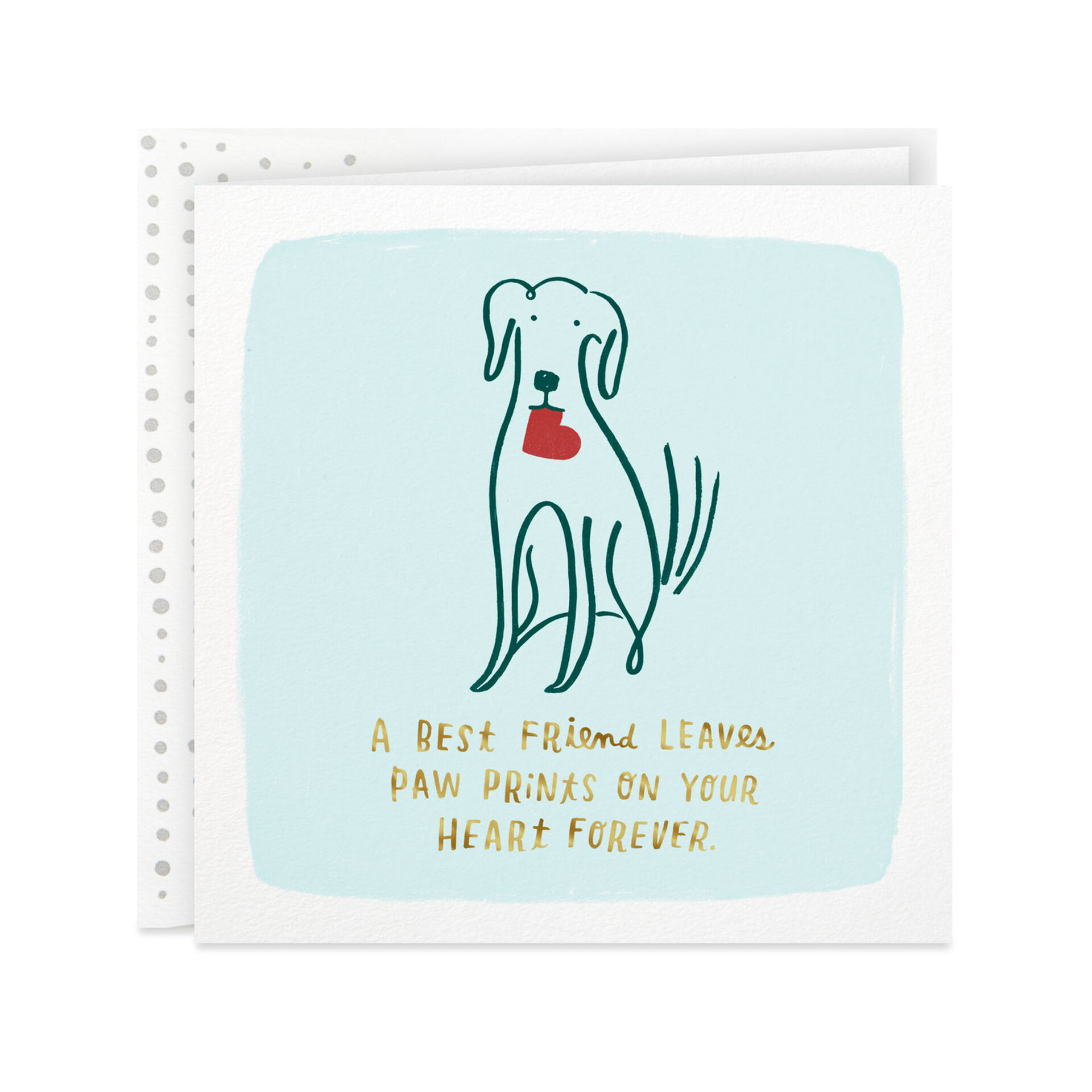 Dog Carrying a Heart Sympathy Card for Loss of Pet