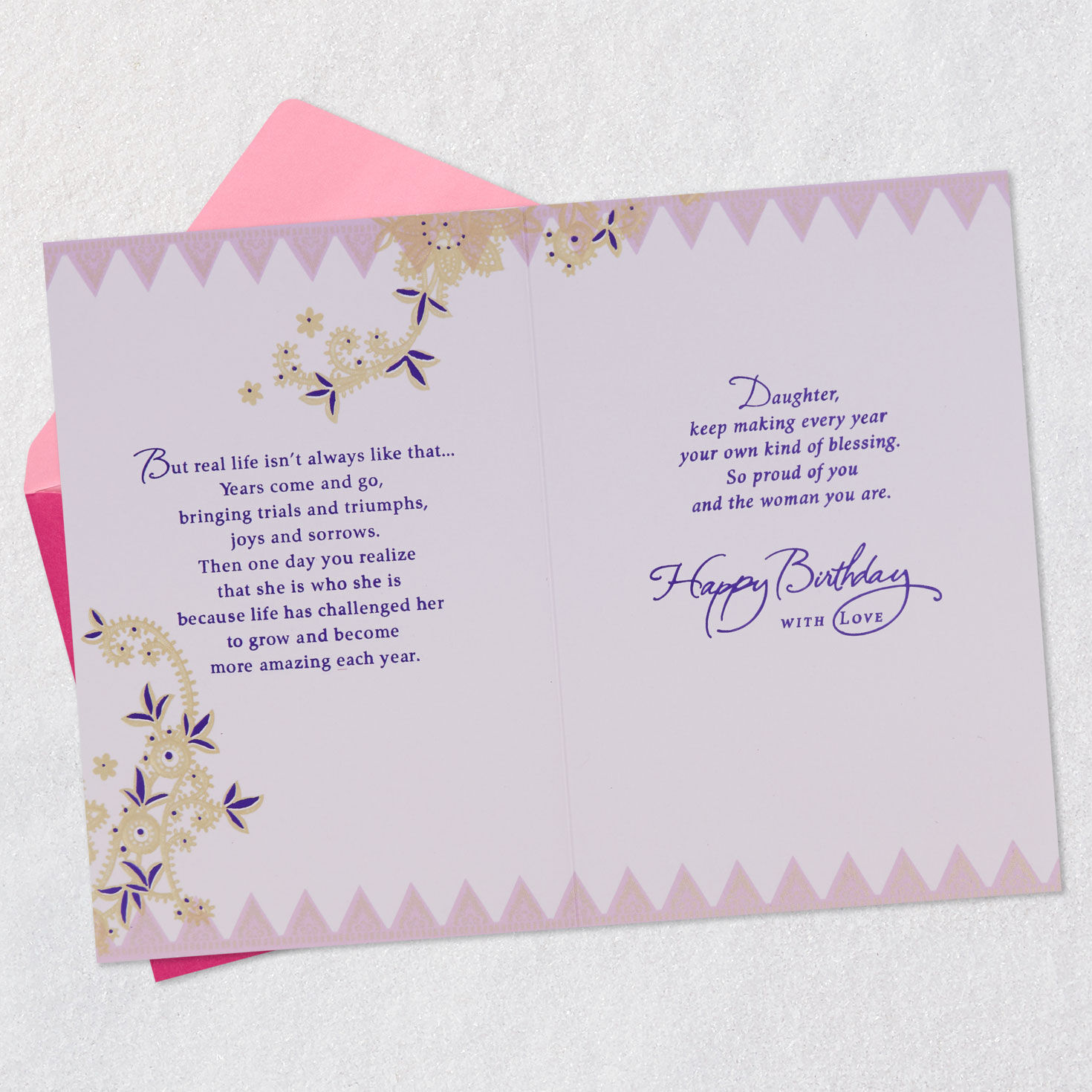 Flowers and Butterfly Birthday Card for Daughter Open card with envelope image number 4
