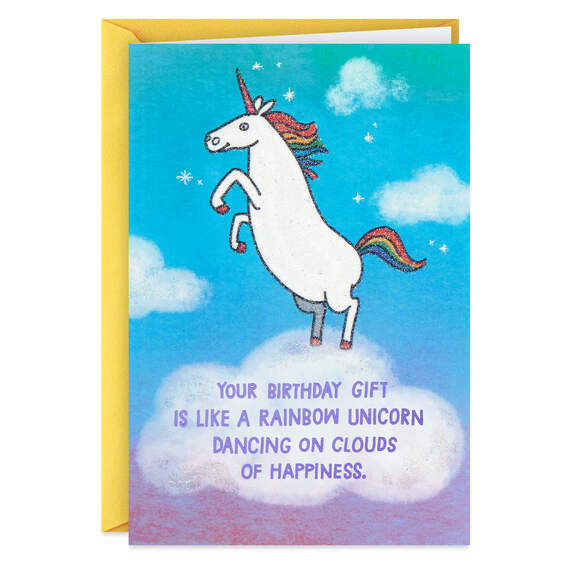 Dancing Rainbow Unicorn Funny Birthday Card