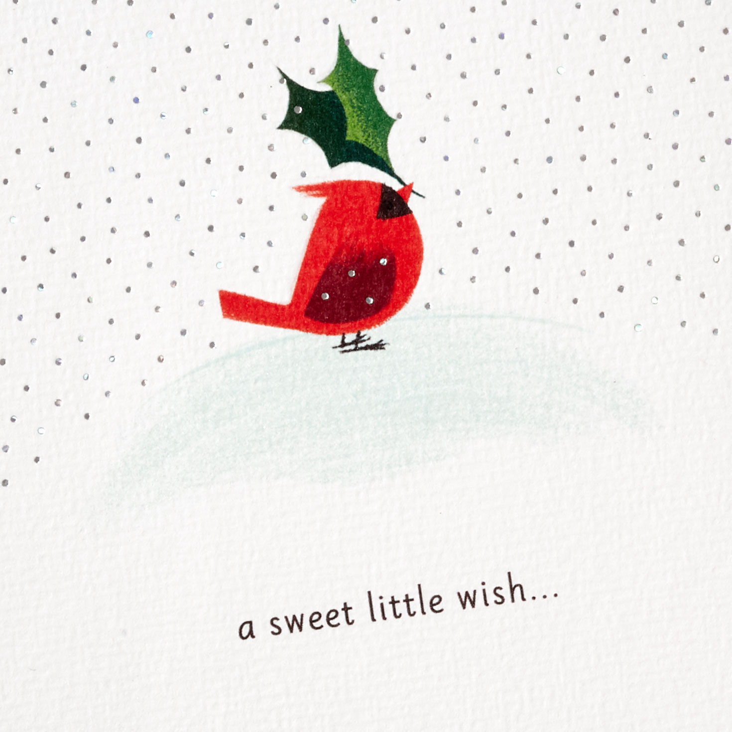 Red Bird and Holly Christmas Card Card Front Detail image number 5