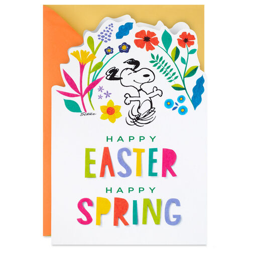 Peanuts® Dancing Snoopy Floral Easter Card, 