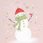 Snowman on Blush Pink Christmas Card Card Front Detail image number 4