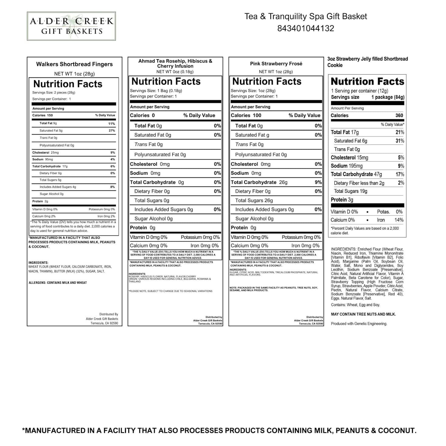 Tea & Tranquility Spa Gift Basket nutrition image number 4