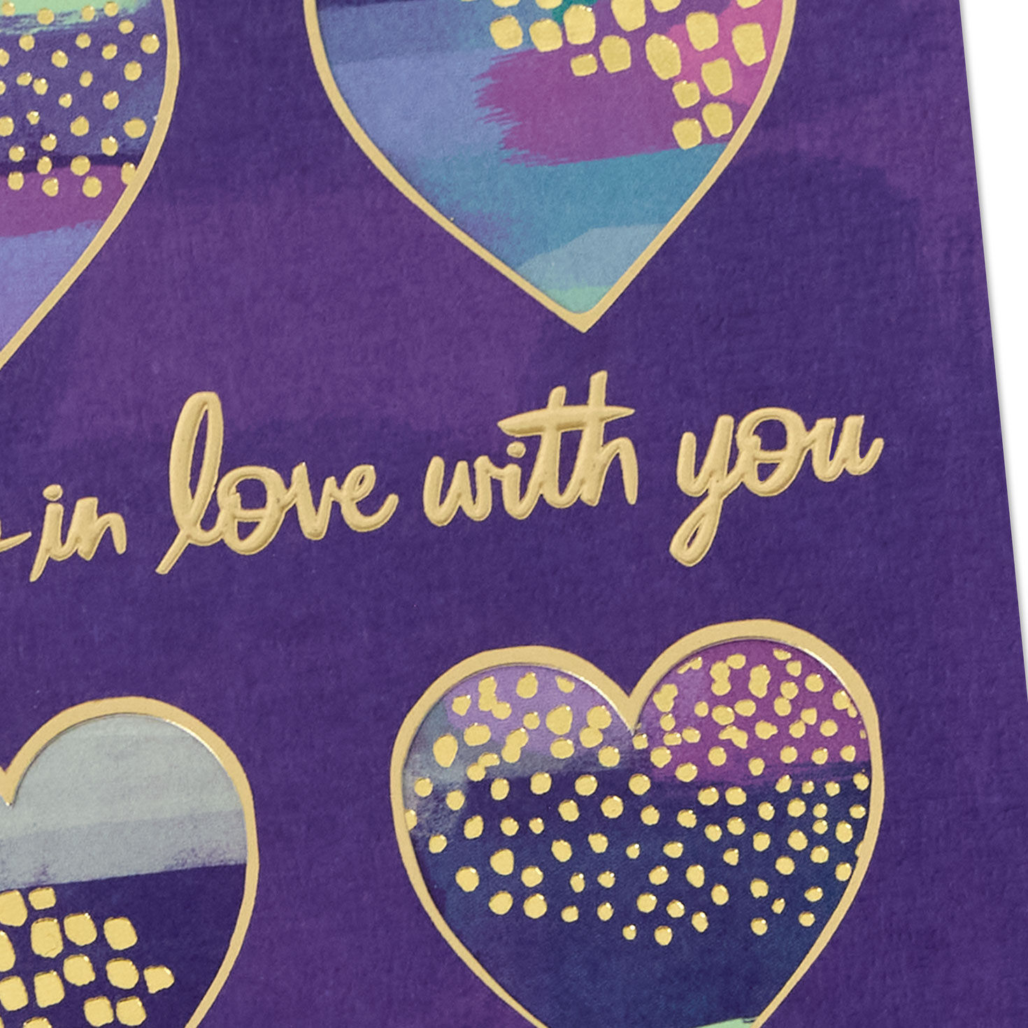 Purple and Gold Hearts Romantic Love Card Card Front Detail image number 5