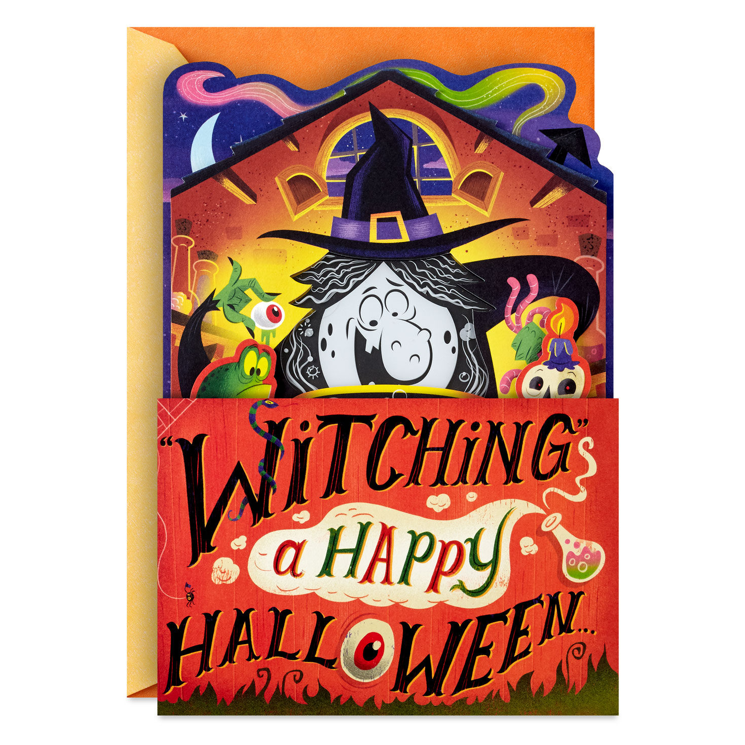 Cackling Witch Funny Halloween Pop-Up Card With Sound card front image number 2