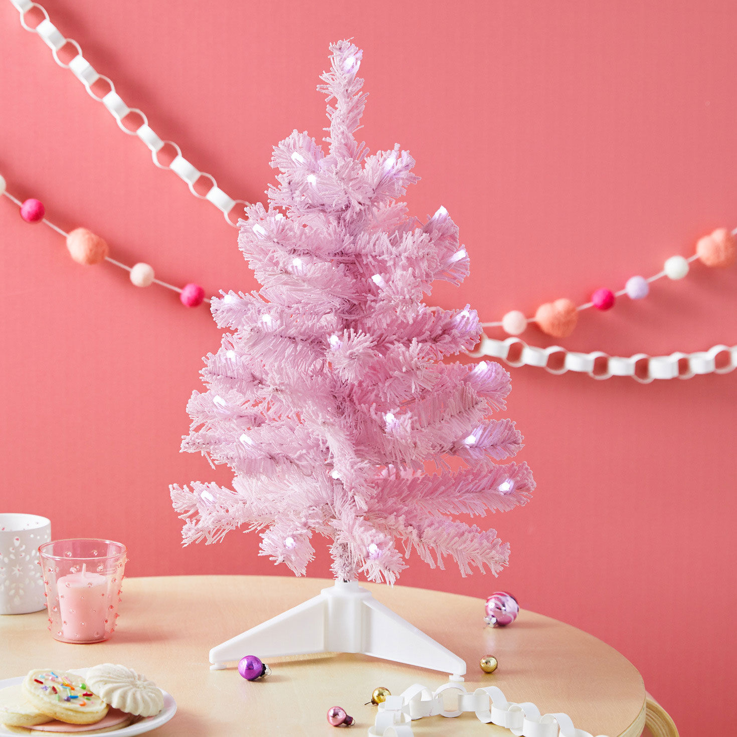 Miniature Pastel Pink PreLit Christmas Tree, 18.75" Keepsake