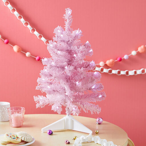 Miniature Pastel Pink Pre-Lit Christmas Tree, 18.75", 