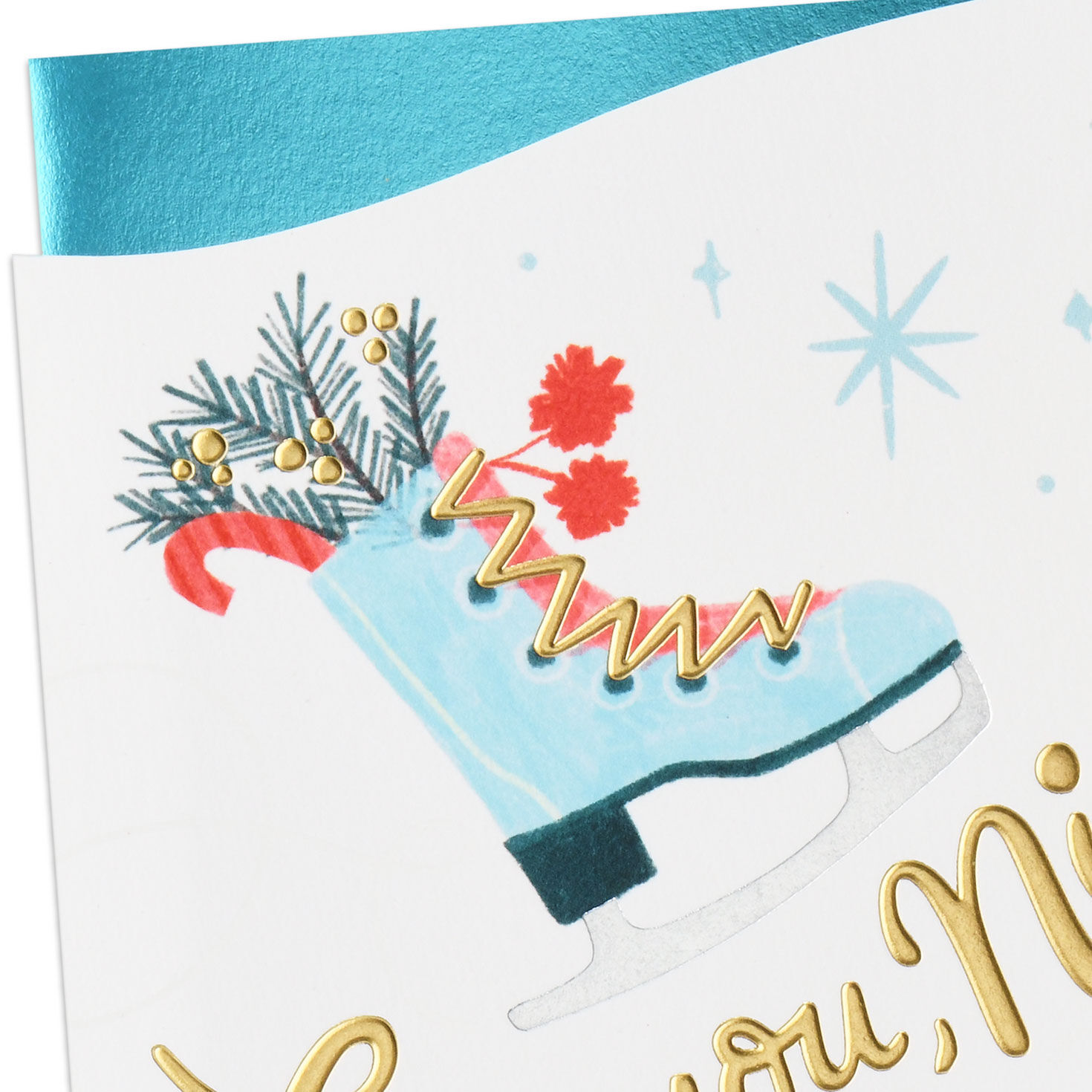 Ice Skates and Snowflakes Niece Holiday Card Card Front Detail image number 4
