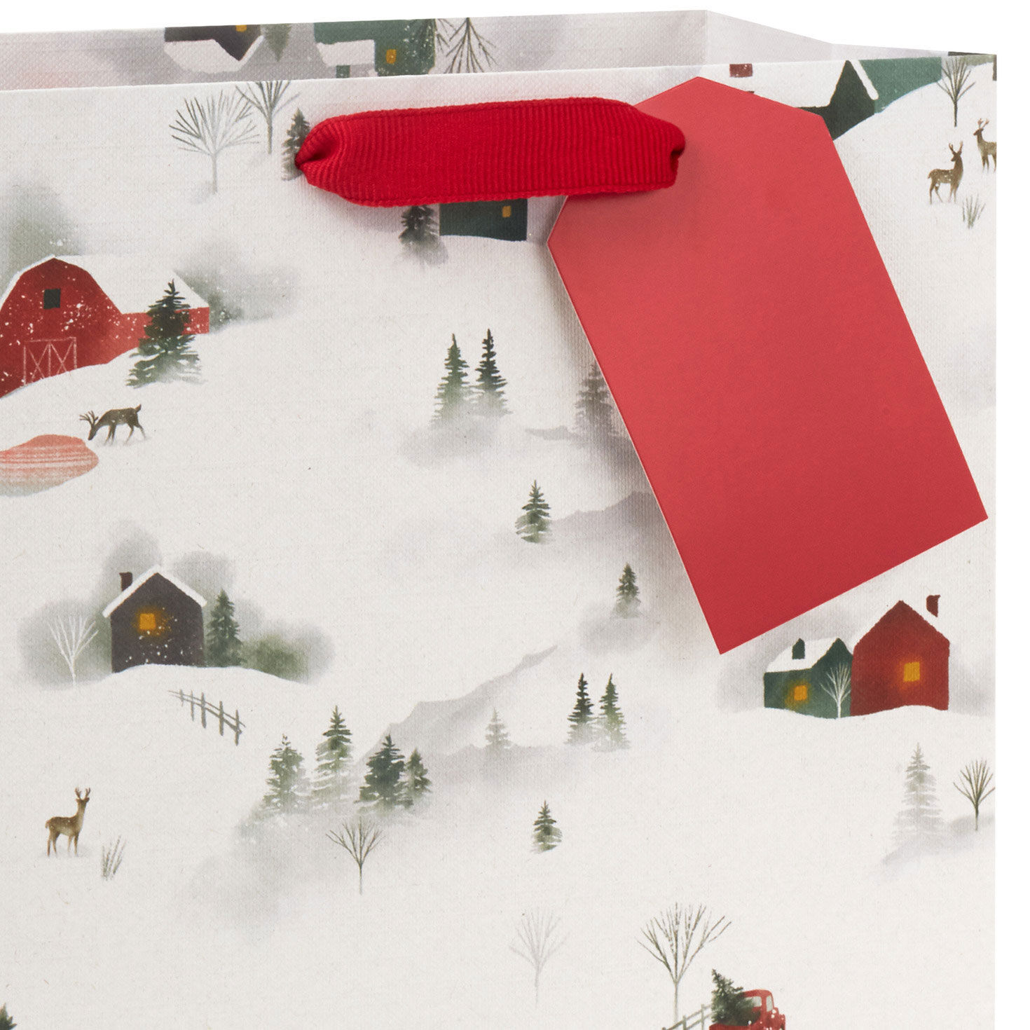 Snowy Country Scenes Medium Holiday Gift Bag Handle Detail image number 4