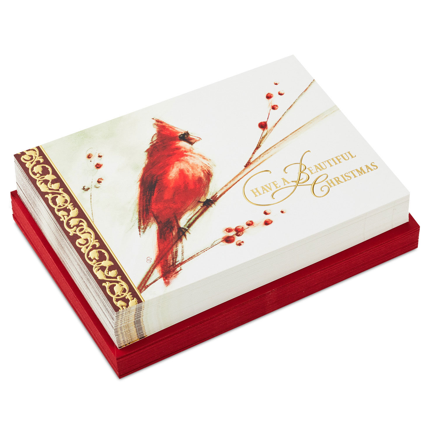 Painted Cardinal Christmas Cards, Box of 40