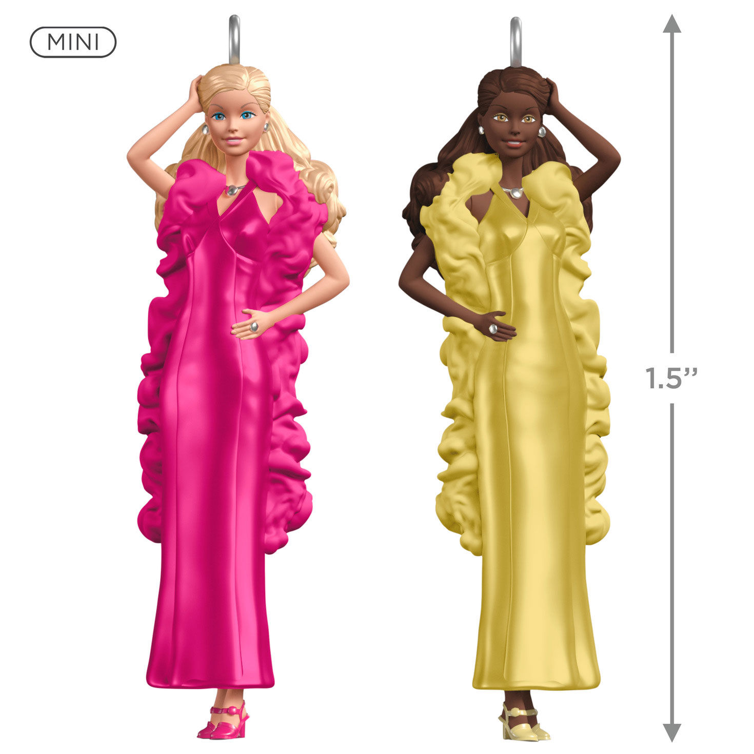 Pink and Yellow Barbie Dolls Keepsake Ornaments  image number 3