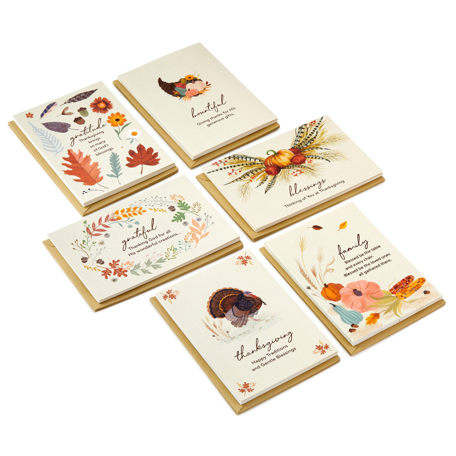 Faithful Harvest Assorted Thanksgiving Cards, Pack of 36