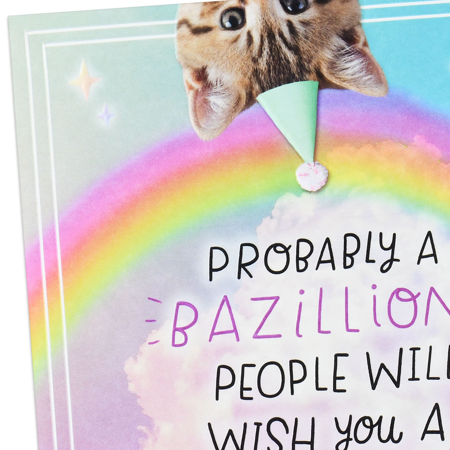 Cat on Rainbow Unicorn Pop-Up 21st Birthday Card Card Front Detail image number 4