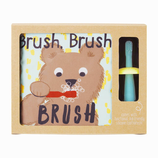 Mud Pie Brushing Teeth Cloth Book and Toothbrush Set, 