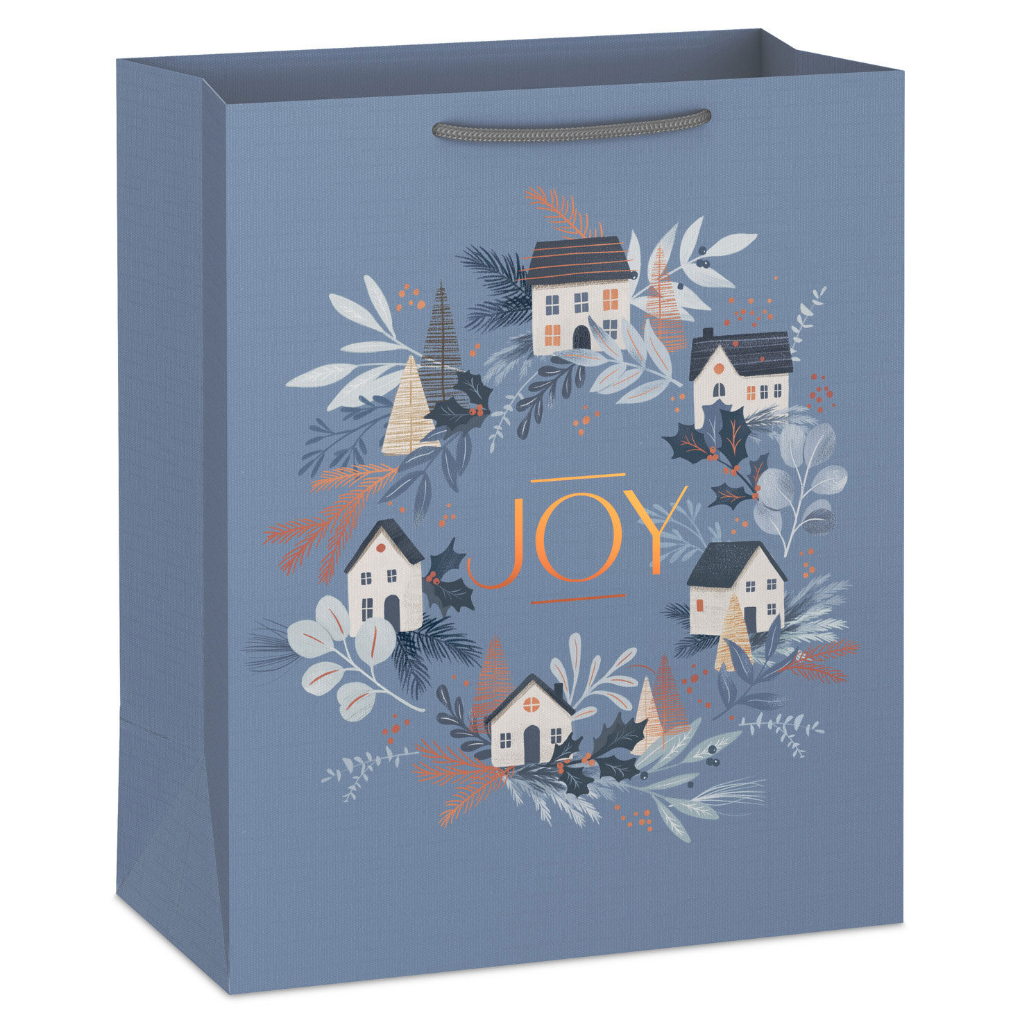 13" Cottages on Icy Blue Large Christmas Gift Bag