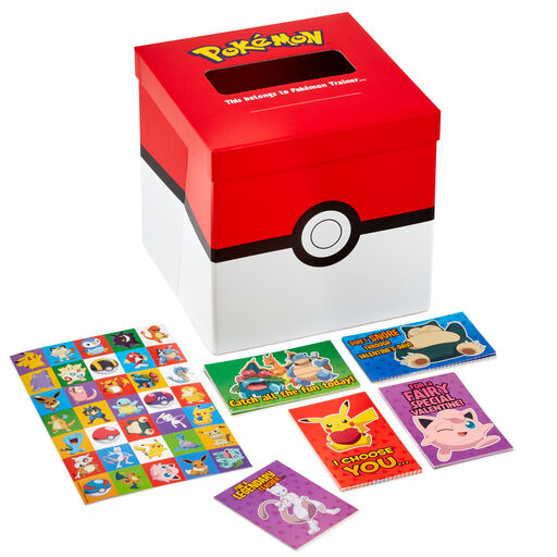 Pokémon Kids Classroom Valentines Set With Cards, Stickers and Mailbox, 