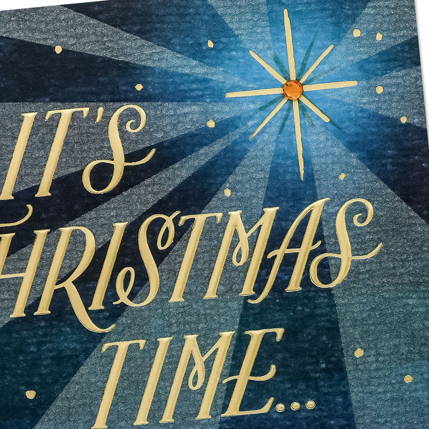 Blue and Gold Starburst Christmas Card Card Front Detail image number 5