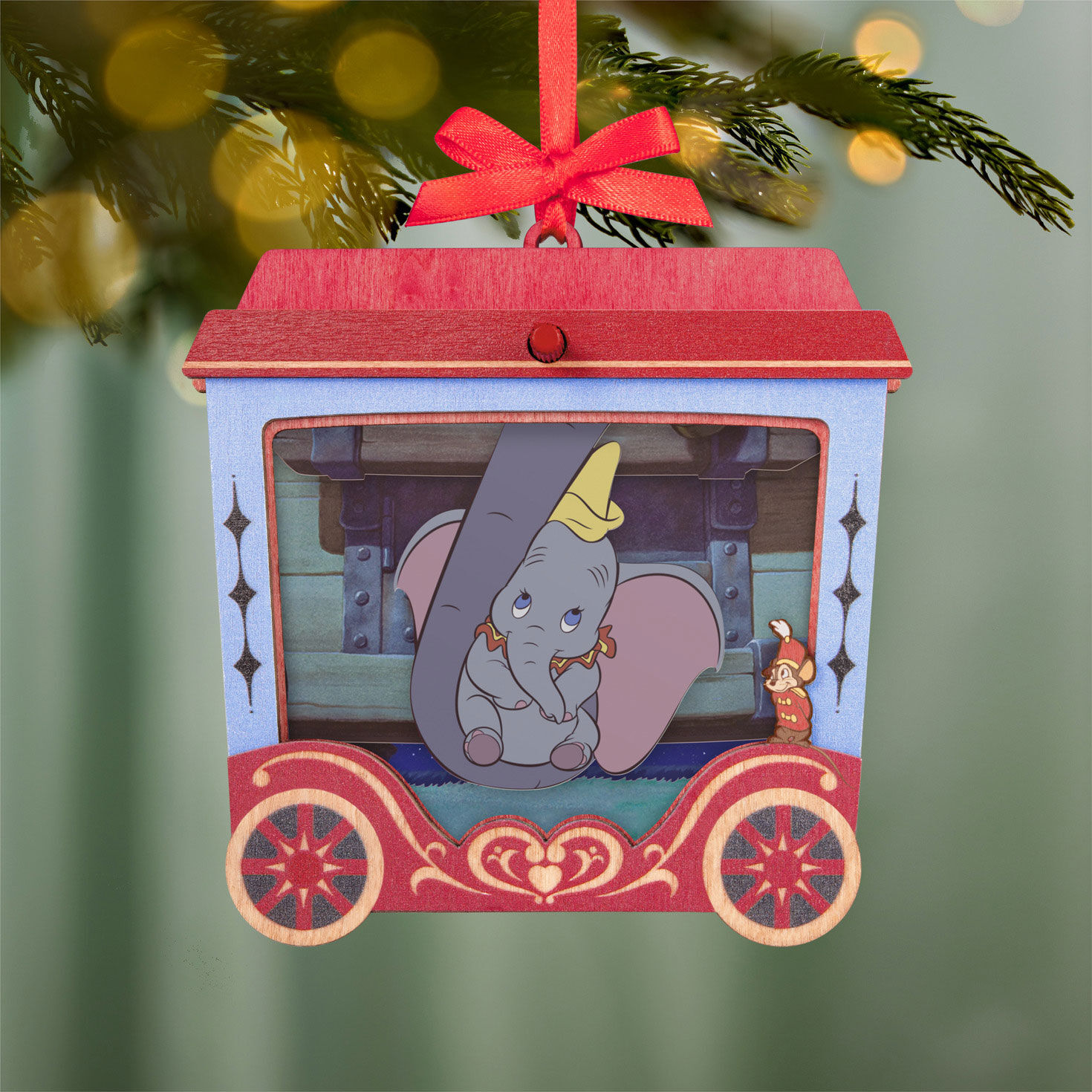 Dumbo in Circus Car Keepsake Ornament Hanging on tree image number 2
