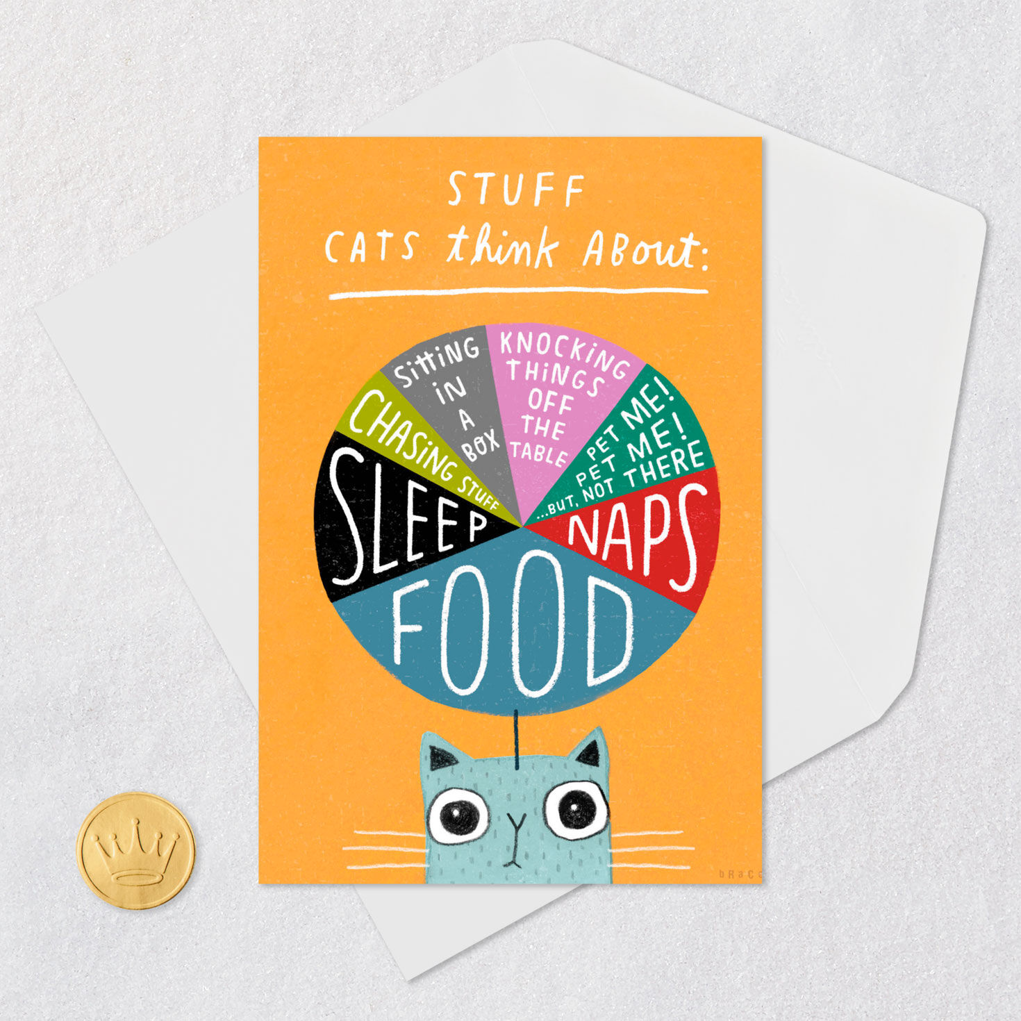 Stuff Cats Think About Pie Chart Funny Blank Card Card Front with Envelope and Gold Seal image number 4