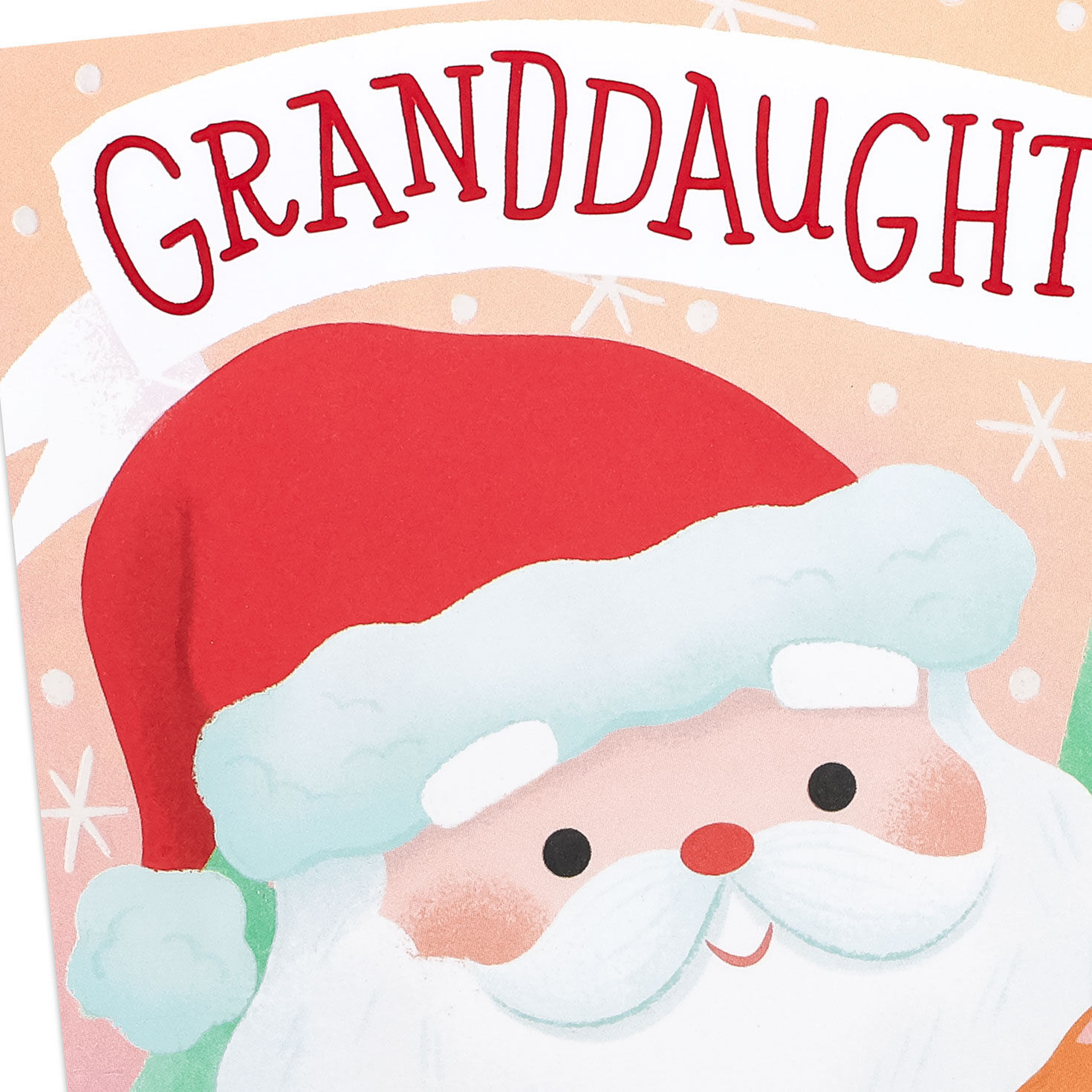 Santa with Orange Cat Granddaughter Christmas Card Card Front Detail image number 4