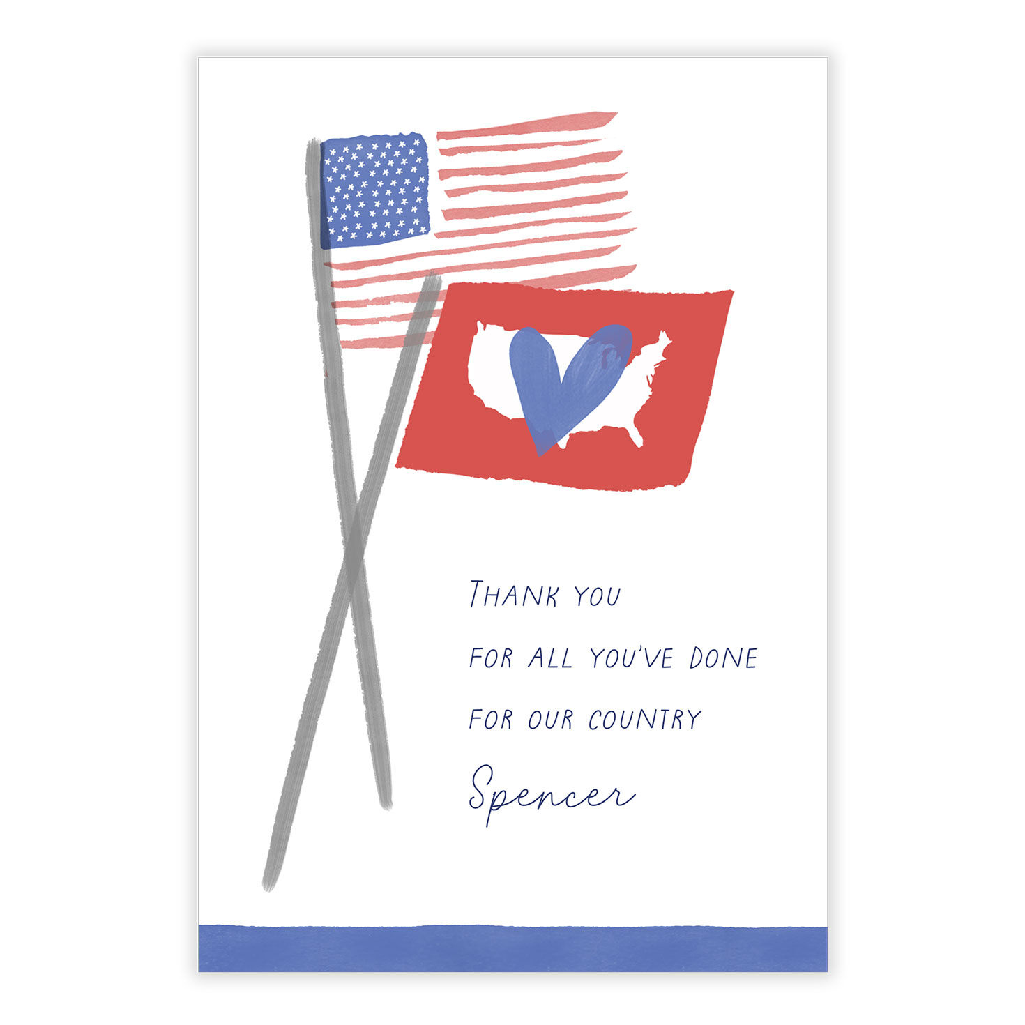 Flag Drawings Military Service Personalized Card  image number 2