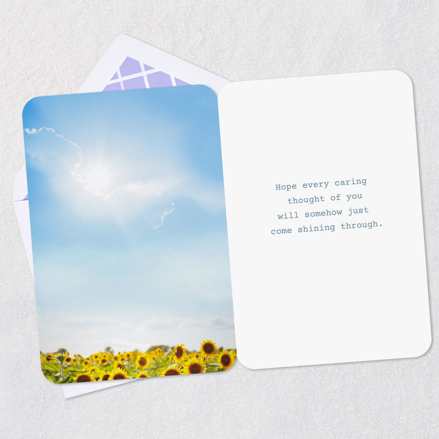 Sunny Meadow Flower Cutouts Thinking of You Card Open card with envelope image number 3