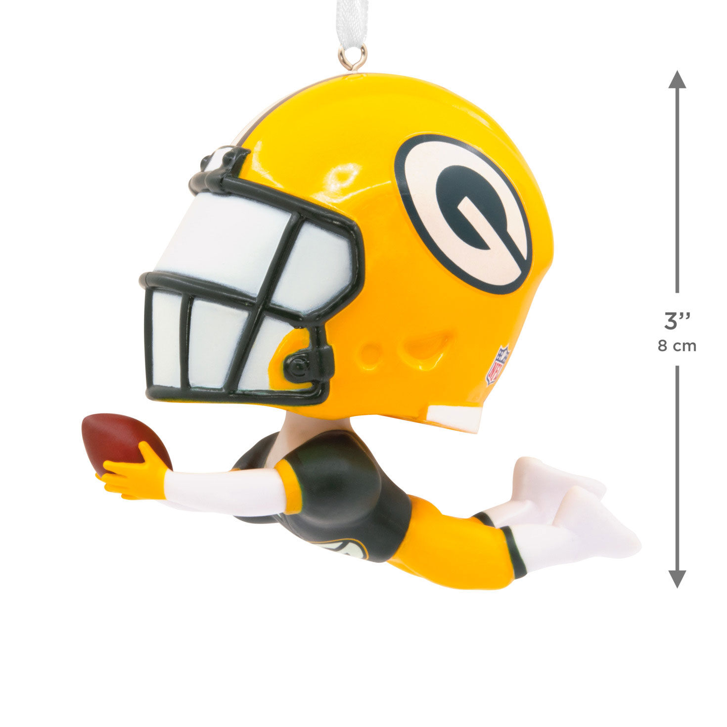 Green Bay Packers Bobblehead Christmas Ornament measurement image number 3