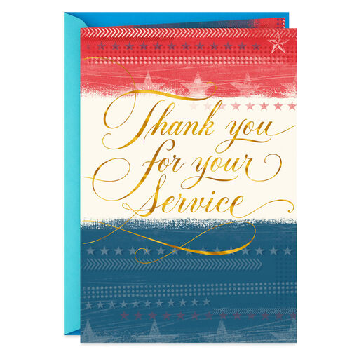 Thank You for Your Service Stars and Stripes Military Appreciation Card, 