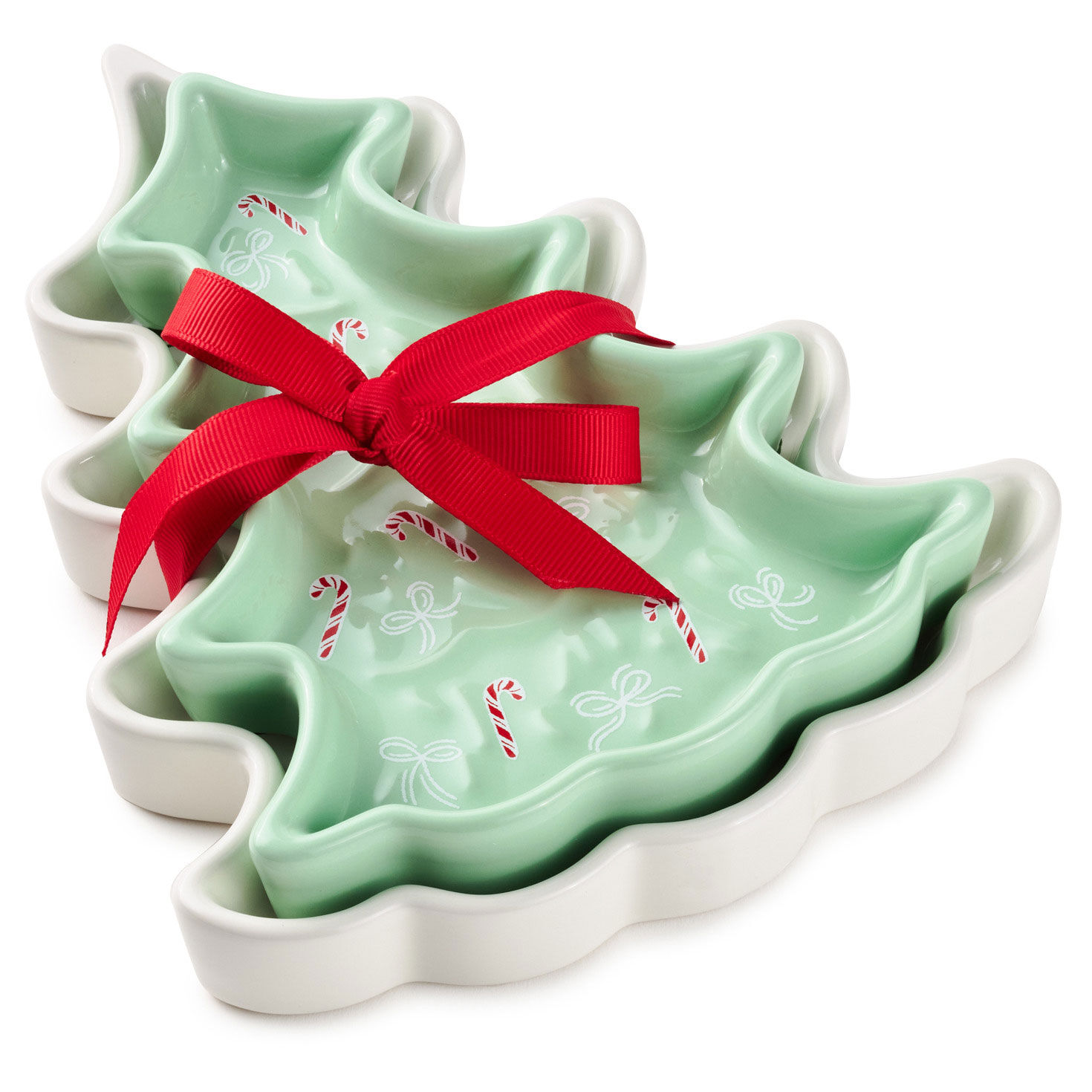 Set of 2 Christmas Tree Shaped Ceramic Plates package  image number 6