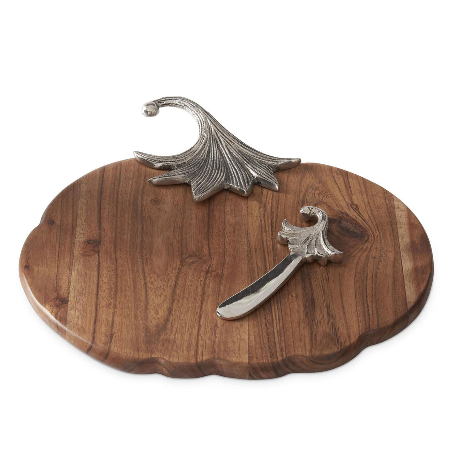 K&K Interiors Pumpkin Wood Serving Board With Spreader, Set of 2