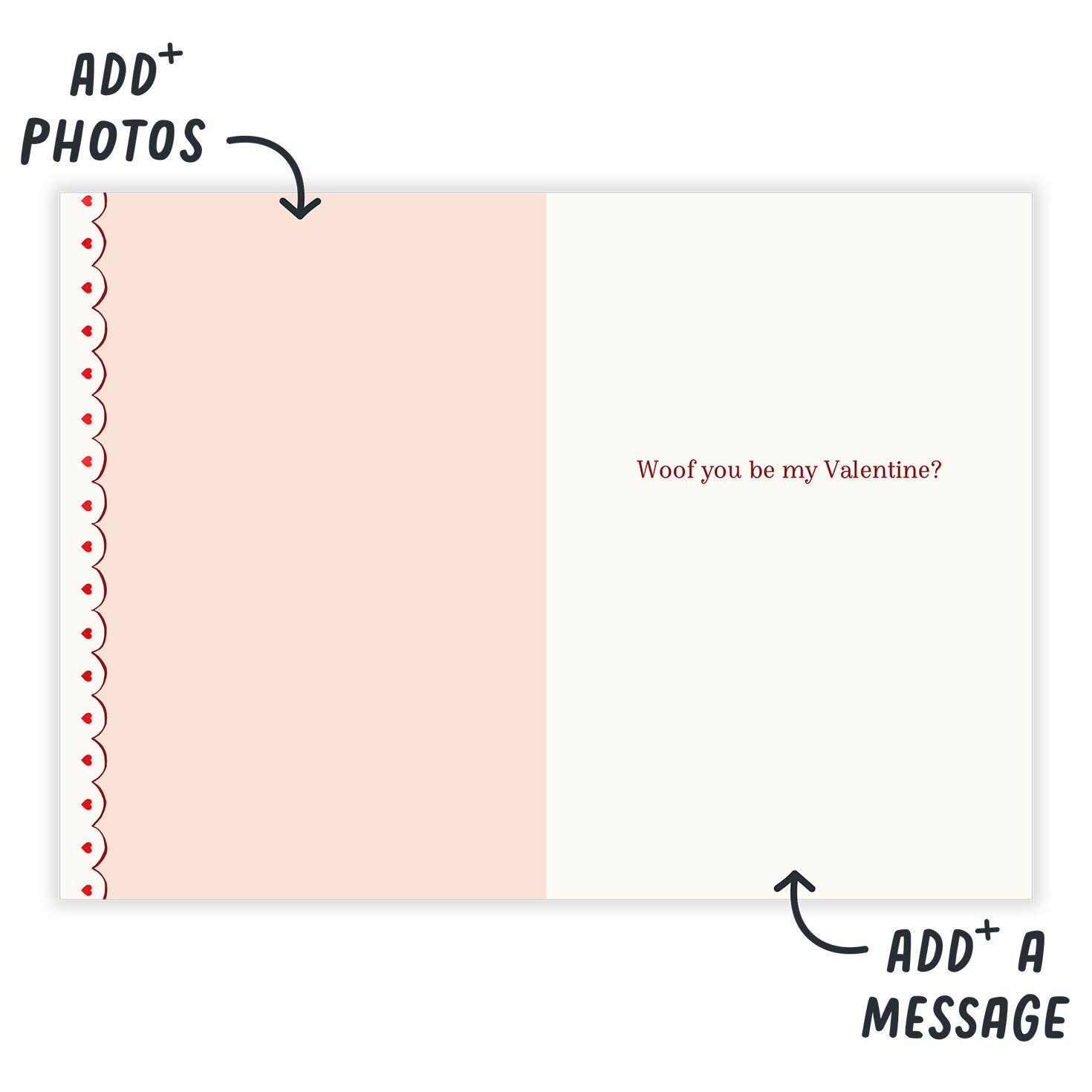 Vintage Dog Personalized Valentine's Day Card Open Card indicating personalization image number 3