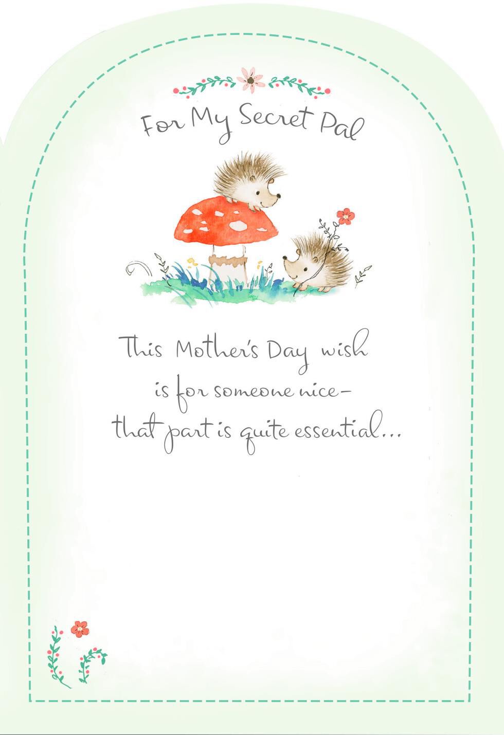 Hedgehog Secret Pal Mother's Day Card