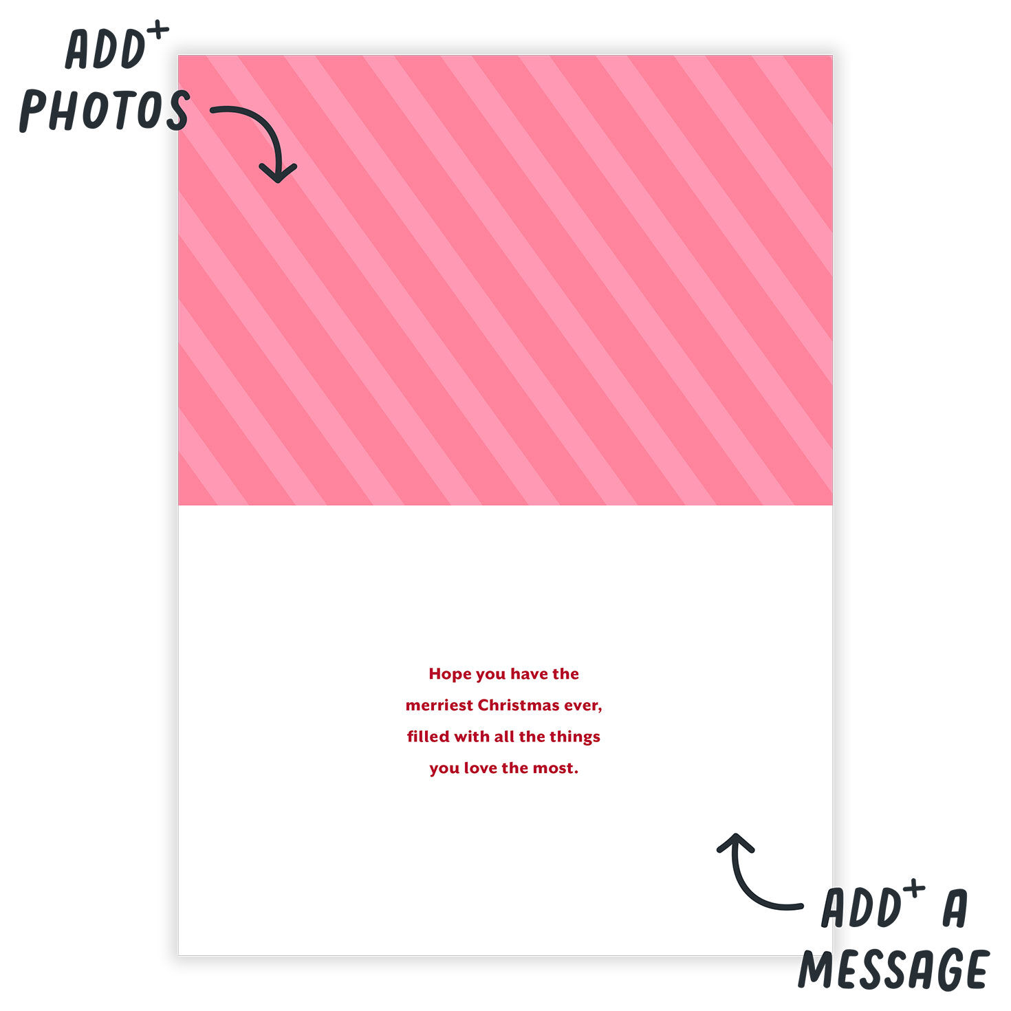 Peppermint Pattern Personalized Christmas Card Open Card indicating personalization image number 3