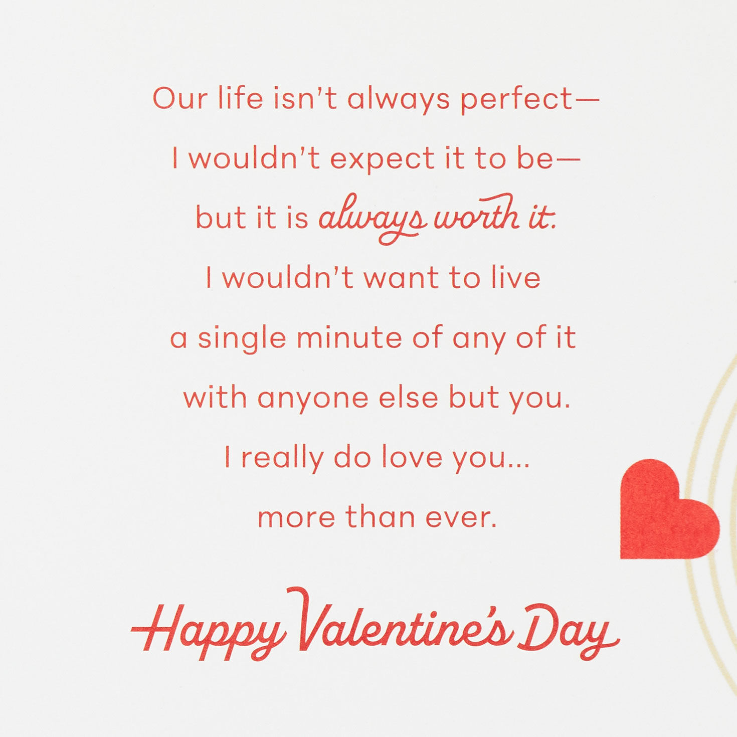 Gold Hearts on Red Romantic Valentine's Day Card sentiment image number 3