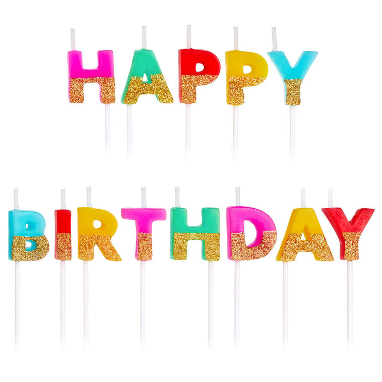 "Happy Birthday" Letters Colorful Birthday Candles, Set of 13