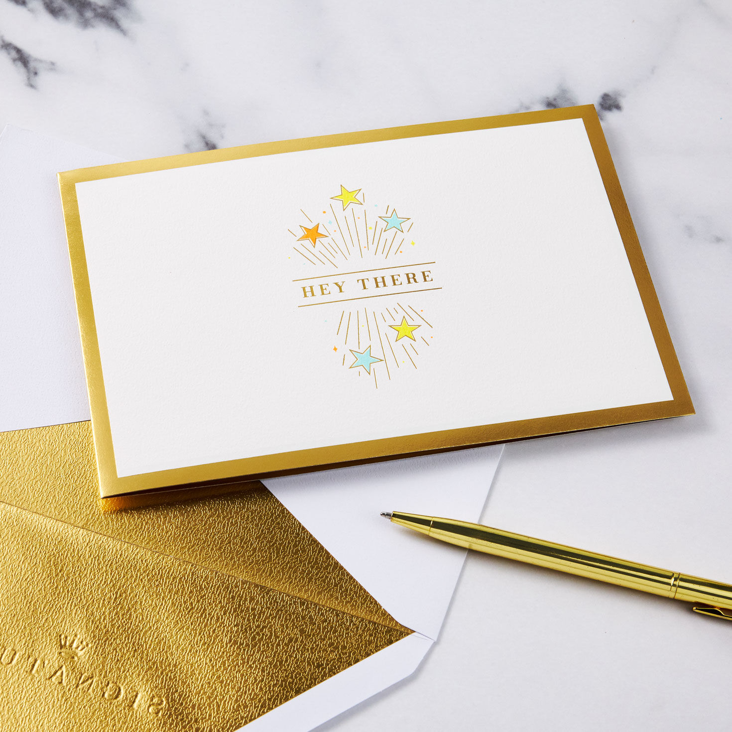 Colorful Stars Pop-up Encouragement Card Card Front with Envelope and Gold Pen image number 7