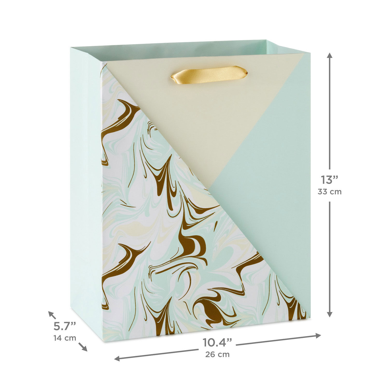 Triangles in Green, Tan and Marbled Large Gift Bag measurement image number 3
